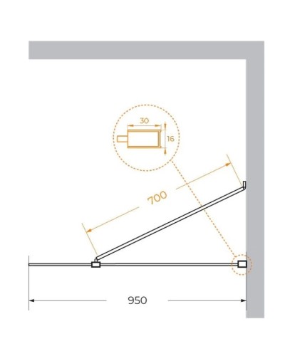 Неподвижная перегородка 95 см Cezares LIBERTA-L-1-TB-95-C-NERO прозрачное
