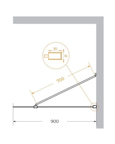 Неподвижная перегородка 90 см Cezares LIBERTA-L-1-TB-90-BR-NERO бронза