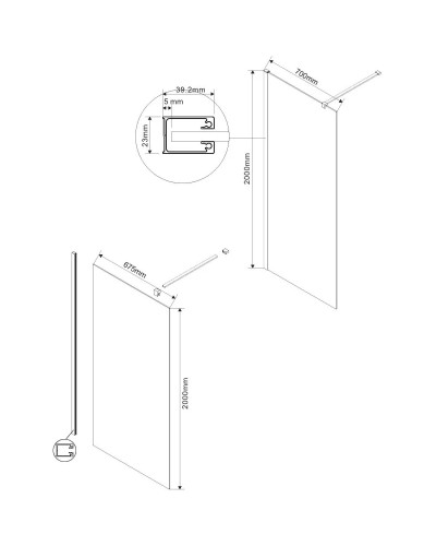 Неподвижная перегородка 70 см Vincea Walk-In VSW-1H700CLGM прозрачное