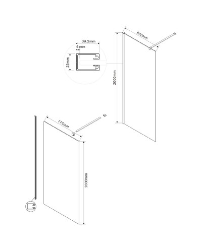 Неподвижная перегородка 80 см Vincea Walk-In VSW-1H800CGGM тонированное