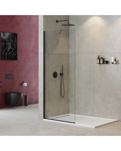 Неподвижная перегородка 90 см Cezares LIBERTA-L-1-TB-90-C-NERO прозрачное