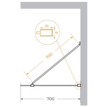 Неподвижная перегородка 70 см Cezares LIBERTA-L-1-TB-70-C-Cr прозрачное