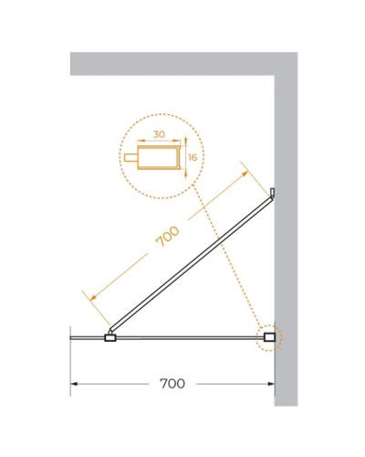Неподвижная перегородка 70 см Cezares LIBERTA-L-1-TB-70-C-Cr прозрачное