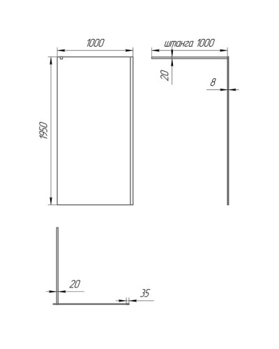Неподвижная перегородка 100 см Paini PAINI-WalkIN100C прозрачное