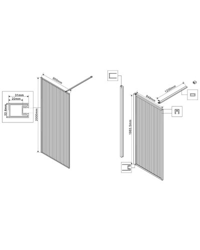 Неподвижная перегородка 90 см Vincea Walk-In HP Art VSW-1HP900FLBG рифленое