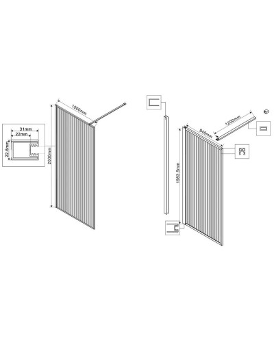 Неподвижная перегородка 100 см Vincea Walk-In HP Art VSW-1HP100FLBG рифленое