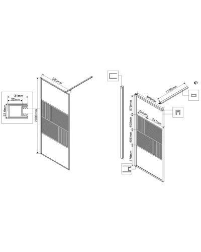 Неподвижная перегородка 90 см Vincea Walk-In HC Art VSW-1HC900CFB прозрачное/рифленое