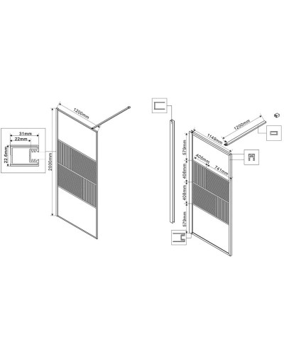 Неподвижная перегородка 120 см Vincea Walk-In HC Art VSW-1HC120CFBG прозрачное/рифленое