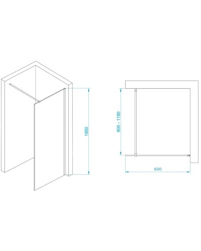 Неподвижная перегородка 60 см RGW WA-002G Walk-in 35100206-16 прозрачное
