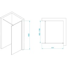 Неподвижная перегородка 60 см RGW WA-002W Walk-in 35100206-15 прозрачное