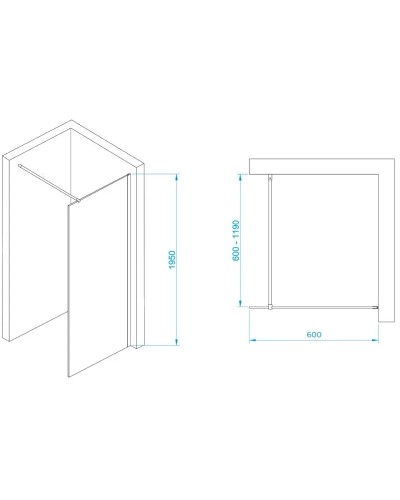 Неподвижная перегородка 60 см RGW WA-002W Walk-in 35100206-15 прозрачное