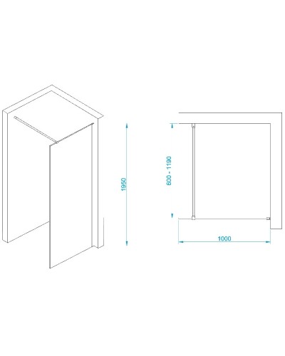 Неподвижная перегородка 100 см RGW WA-002W Walk-in 35100210-15 прозрачное