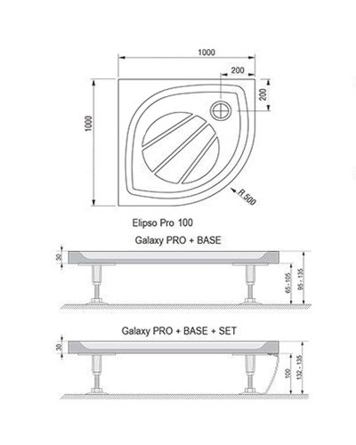 Душевой поддон из искусственного камня Ravak Elipso Pro 100х100 XA23AA01010 Белый