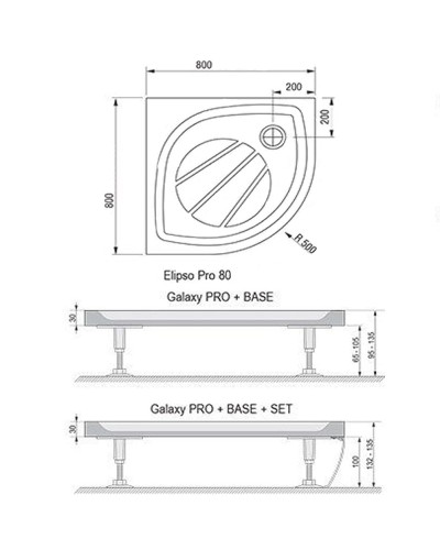 Душевой поддон из искусственного камня Ravak Elipso Pro 80х80 XA234401010 Белый