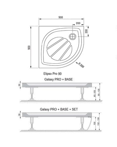 Душевой поддон из искусственного камня Ravak Elipso Pro 90х90 XA237701010 Белый