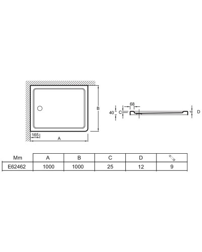 Душевой поддон из материала Flight Jacob Delafon Flight 100x100 квадратный Белый