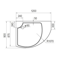 Акриловый поддон 120x90 см Cezares TRAY-A-TRIUMPH-RH-120/90-15-W-L