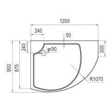 Акриловый поддон 120x90 см Cezares TRAY-A-TRIUMPH-RH-120/90-15-W-L