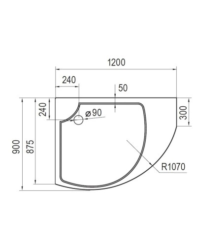 Акриловый поддон 120x90 см Cezares TRAY-A-TRIUMPH-RH-120/90-15-W-L