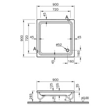 Акриловый поддон 90x90 см Vitra Optima 51900001000
