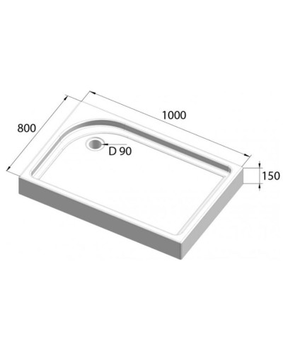 Акриловый поддон для душа BelBagno Tray L 100x80x15 TRAY-BB-AH-100/80-15-W-L Белый L с антискользящим покрытием