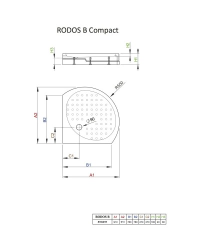Акриловый поддон 91x91 см Radaway Rodos B Compact 4D99155-03