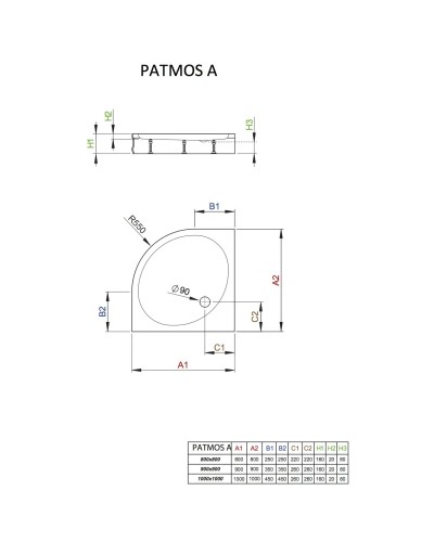 Акриловый поддон 90x90 см Radaway Patmos A 4S99155-03