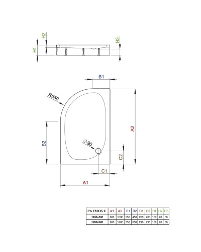 Акриловый поддон 100x80 см Radaway Patmos E 4P81155-03P