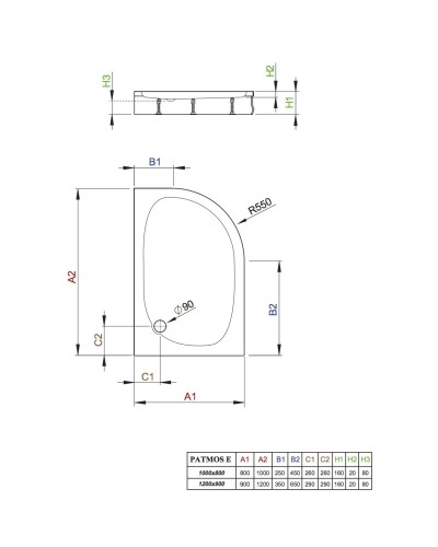 Акриловый поддон 120x90 см Radaway Patmos E 4P91217-03L