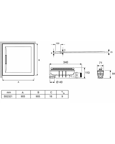 Душевой поддон из материала Flight Jacob Delafon Flight Pure 90x90 E62321-00 Белый глянец