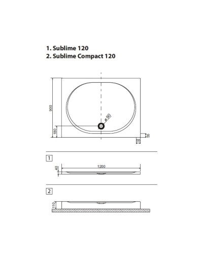 Акриловый поддон 120x90см Excellent Sublime BREX.SUB12WHN