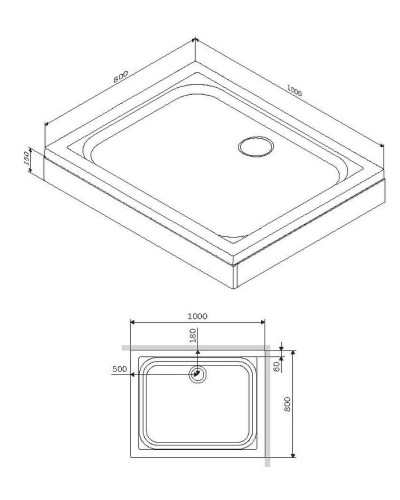 Акриловый поддон для душа AM.PM Gem 100x80 W90T-404-100280W Белый