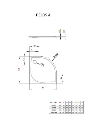 Акриловый поддон 80x80 см Radaway Delos A SDA0808-01