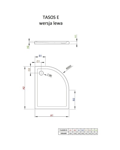 Акриловый поддон 100x80 см Radaway Tasos E STE1086-30L
