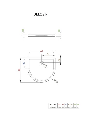 Акриловый поддон 100x90 см Radaway Delos P 4Z19035-03N