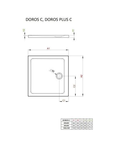 Акриловый поддон 100x100 см Radaway Doros Plus C SDRPC1010-01