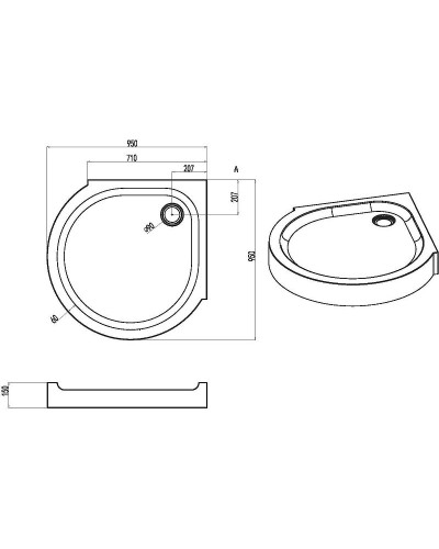 Акриловый поддон для душа AM.PM Like Round 95х95 W83T-333-095W Белый