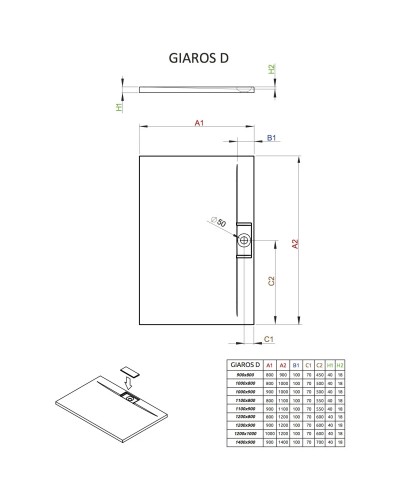 Поддон из литого мрамора 120x100 см Radaway Giaros D M3GRD1210