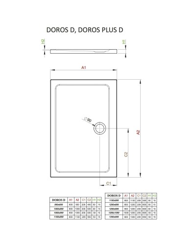 Акриловый поддон 110x80 см Radaway Doros Plus D SDRPD1180-01