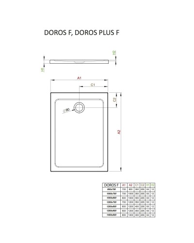 Акриловый поддон 120x80 см Radaway Doros Plus F SDRFP1280-01