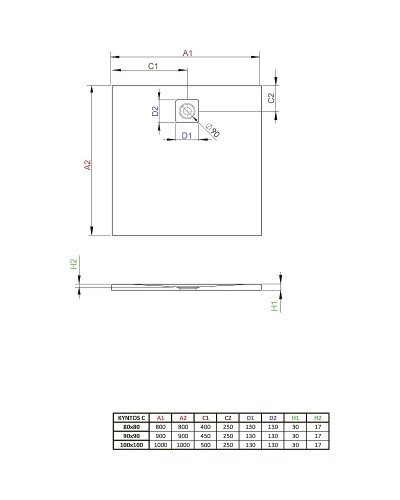 Душевой поддон из искусственного камня Radaway Kyntos C 90x90 HKC9090-04 Белый