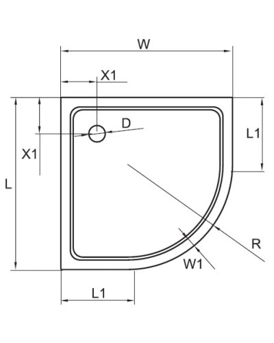 Акриловый поддон 90x90 см Cezares TRAY-A-R-90-550-15-W