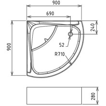 Акриловый поддон 90x90 см Gemy ST05T