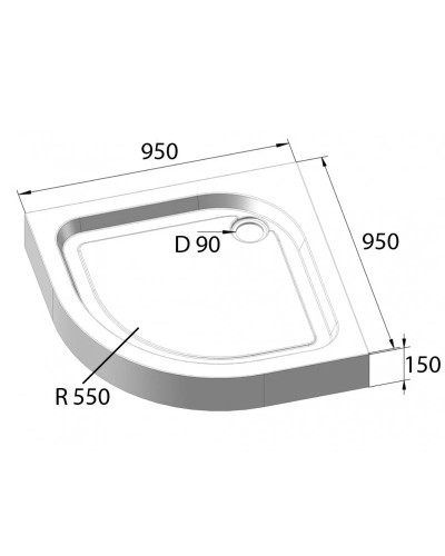 Акриловый поддон 95x95 см BelBagno TRAY-BB-R-95-550-15-W