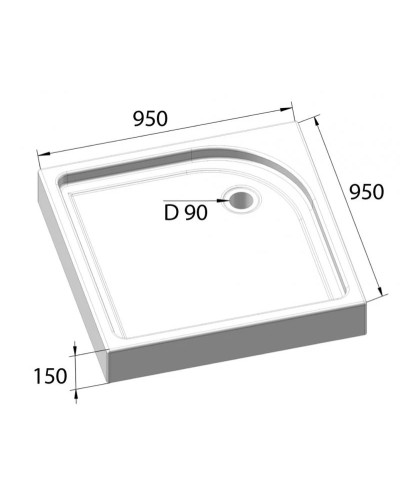 Акриловый поддон 95x95 см BelBagno TRAY-BB-A-95-15-W
