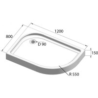 Акриловый поддон 120x80 см BelBagno TRAY-BB-RH-120/80-550-15-W-L