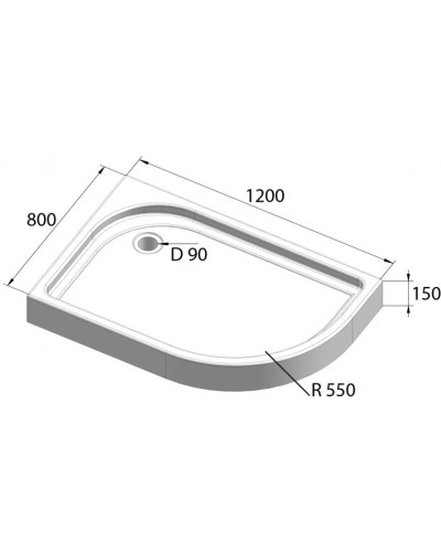 Акриловый поддон 120x80 см BelBagno TRAY-BB-RH-120/80-550-15-W-L