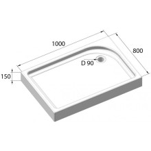 Акриловый поддон 100x80 см BelBagno TRAY-BB-AH-100/80-15-W-R