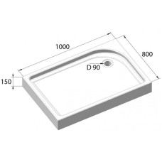 Акриловый поддон 100x80 см BelBagno TRAY-BB-AH-100/80-15-W-R