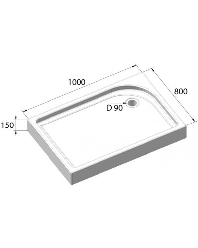 Акриловый поддон 100x80 см BelBagno TRAY-BB-AH-100/80-15-W-R